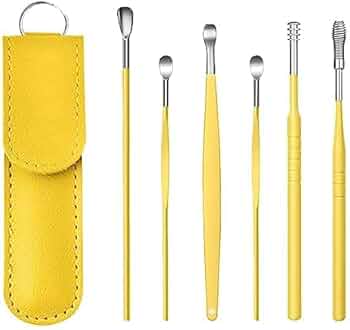 6 Pcs Stainless Steel Ear Cleaner Kit - Earpick Wax Remover, Curette & Spiral Ear Pick Tool
