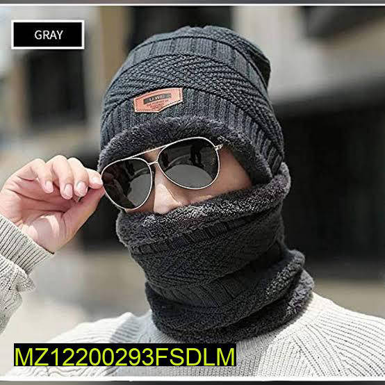 Wool Winter Cap for Men & Women - Beanie with Neck Warmer