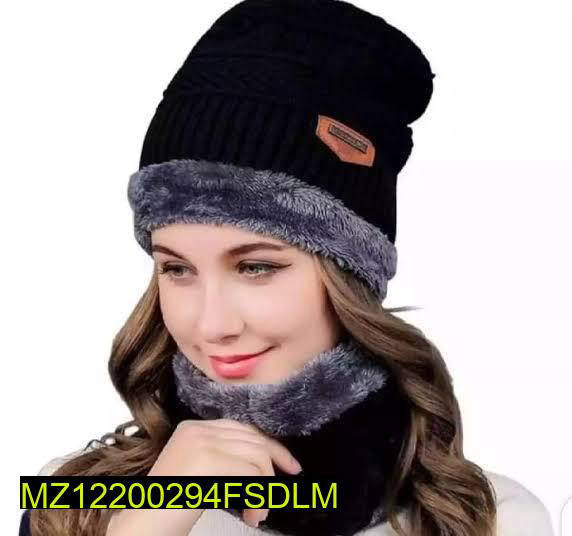 Wool Winter Cap for Men & Women - Beanie with Neck Warmer